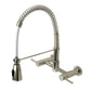 Gourmetier GS8287DL Concord Double-Handle Wall-Mount Pre-Rinse Bridge Kitchen Faucet, Brushed Brass.