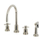 Kingston Brass KS8723DXBS Concord Double-Handle Widespread Kitchen Faucet with Brass Sprayer, Antique Brass