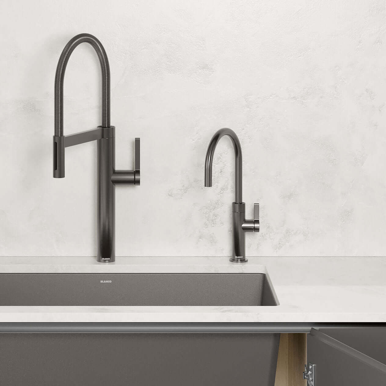 BLANCO Culina II High Arc Beverage Faucet Compatible with Reverse Osmosis Systems in a modern kitchen setting - Front View