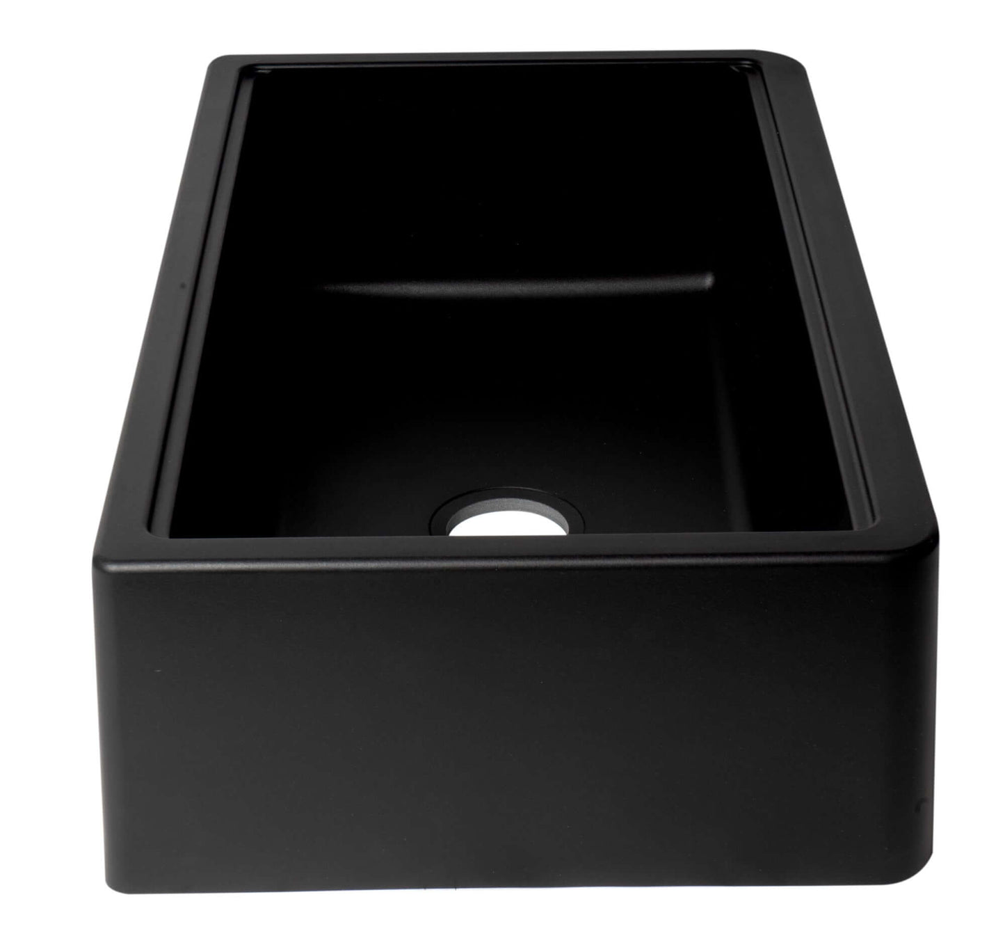 ALFI 33" Granite Single Bowl Farm Sink with Accessories AB33FARM-BLA in sleek matte black design.