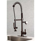 Gourmetier LS8503CTL Continental Single-Handle Deck-Mount Pre-Rinse Kitchen Faucet with Pot Filler, Brushed Brass