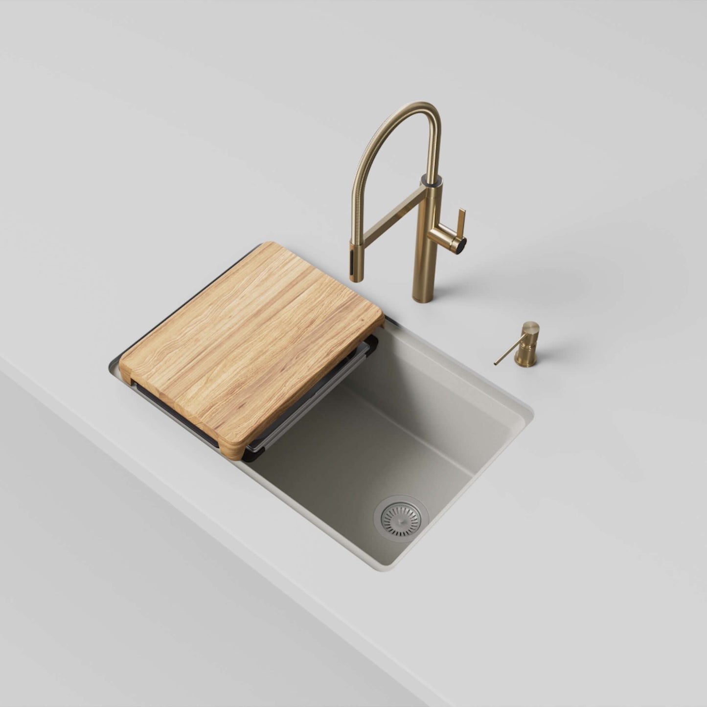 BLANCO Inteos SILGRANIT 30" Single Bowl Reversible Undermount Workstation Kitchen Sink with cutting board and faucet.