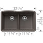 BLANCO Diamond SILGRANIT 32" 50/50 Double Bowl Undermount Kitchen Sink with Low Divide