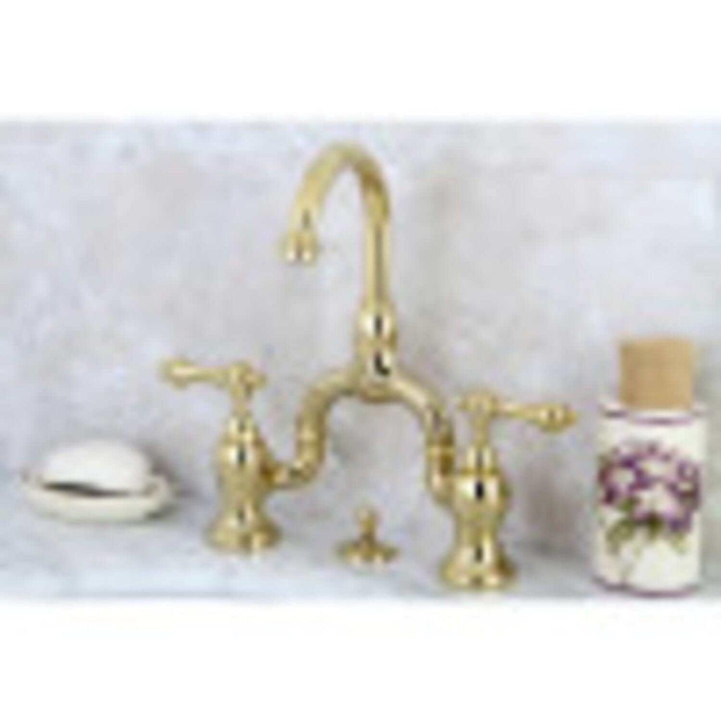 KINGSTON Brass English Country Bridge Bathroom Faucet with Brass Pop-Up - Polished Brass