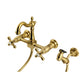 Kingston KS2443AXBS Heritage Two-Handle Wall Mount Bridge Kitchen Faucet with Brass Sprayer, Antique Brass