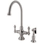 Kingston Brass KS1763ALBS Vintage Two-Handle Single-Hole Kitchen Faucet with Brass Sprayer, Antique Brass