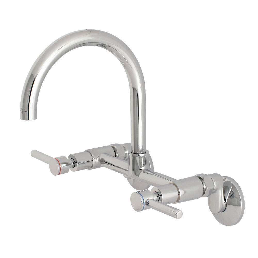 Kingston Brass KS814SB Concord Wall Mount Bridge Kitchen Faucet with gooseneck design and premium finish.