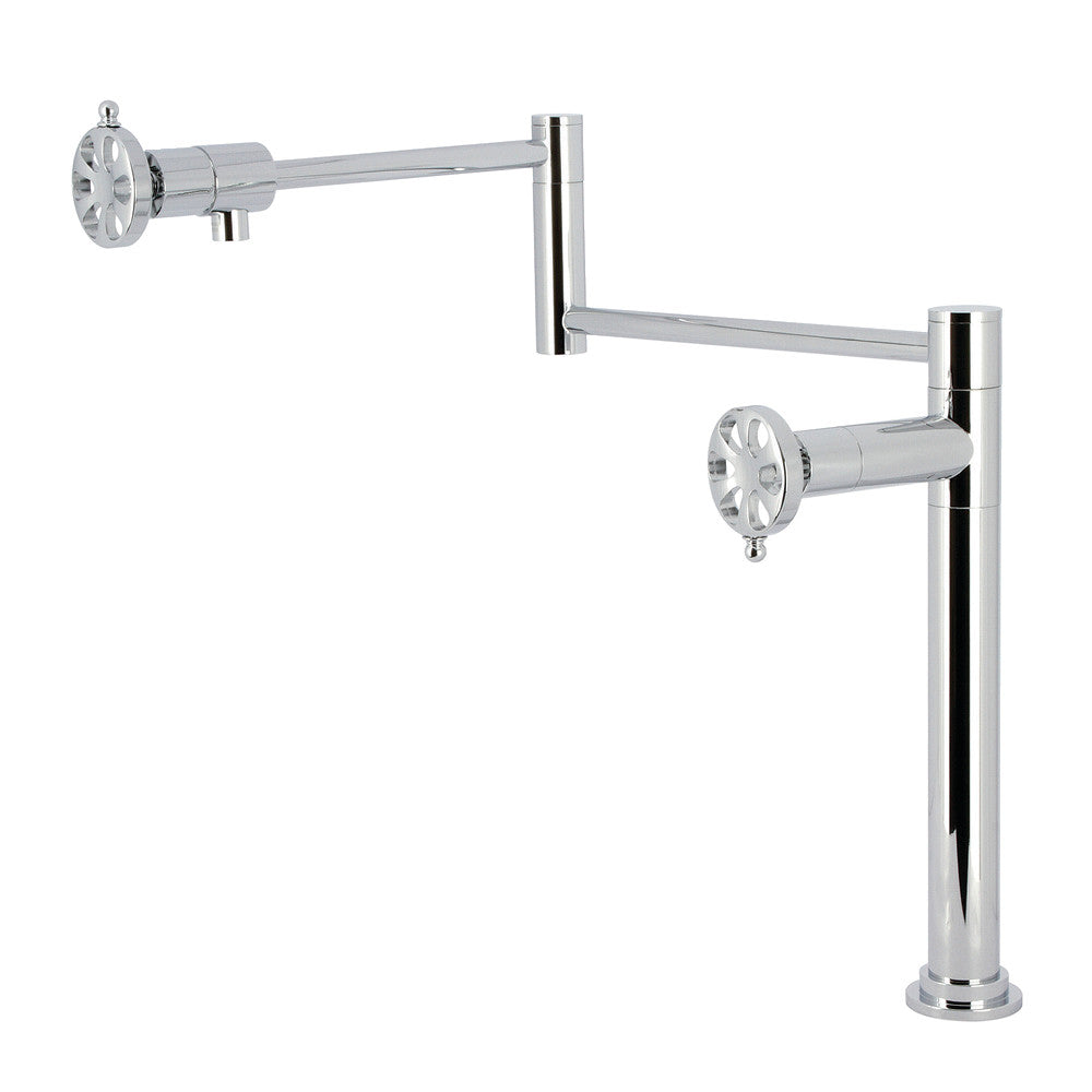 Kingston Brass KS4708RX Belknap Deck Mount Pot Filler Faucet, Brushed Nickel with foldable swing arms