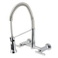 Kingston Brass GS8187CML Manhattan Double-Handle Wall-Mount Pre-Rinse Bridge Kitchen Faucet, Brushed Brass in polished chrome finish