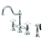 Kingston KS3795PXBS Restoration Bridge Kitchen Faucet with Brass Sprayer, Oil Rubbed Bronze in polished chrome finish.