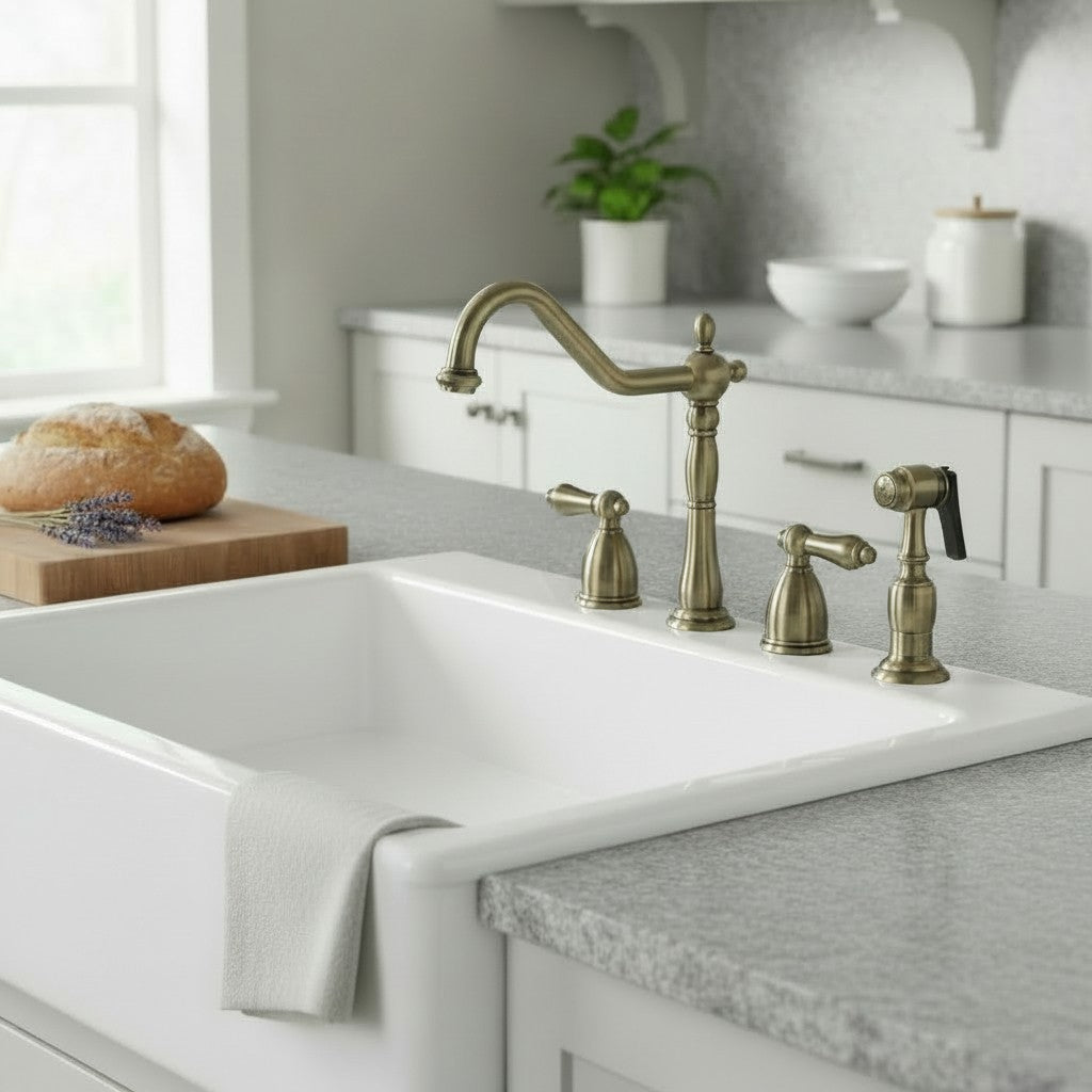 KINGSTON Brass Widespread Kitchen Faucet with Brass Sprayer - KB1790ALBS