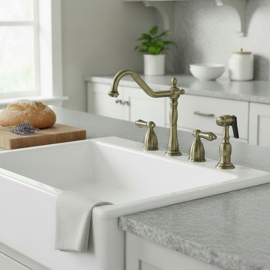 KINGSTON Brass Widespread Kitchen Faucet with Brass Sprayer - KB1790ALBS