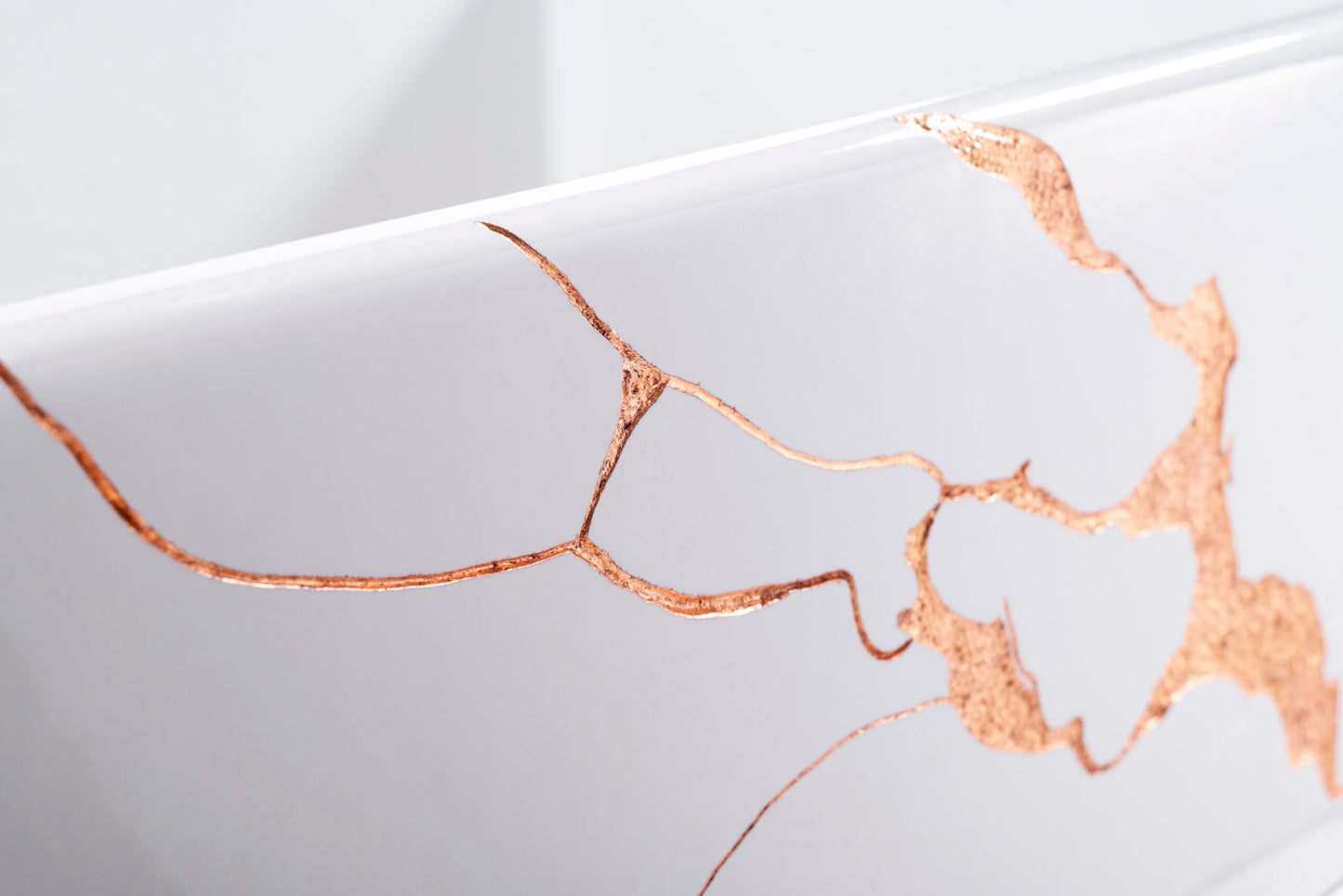 Thompson Kintsugi 30" Gloss White Fireclay Farmhouse Sink with Copper Detailing - KSA-KINT-COPPER - view 5
