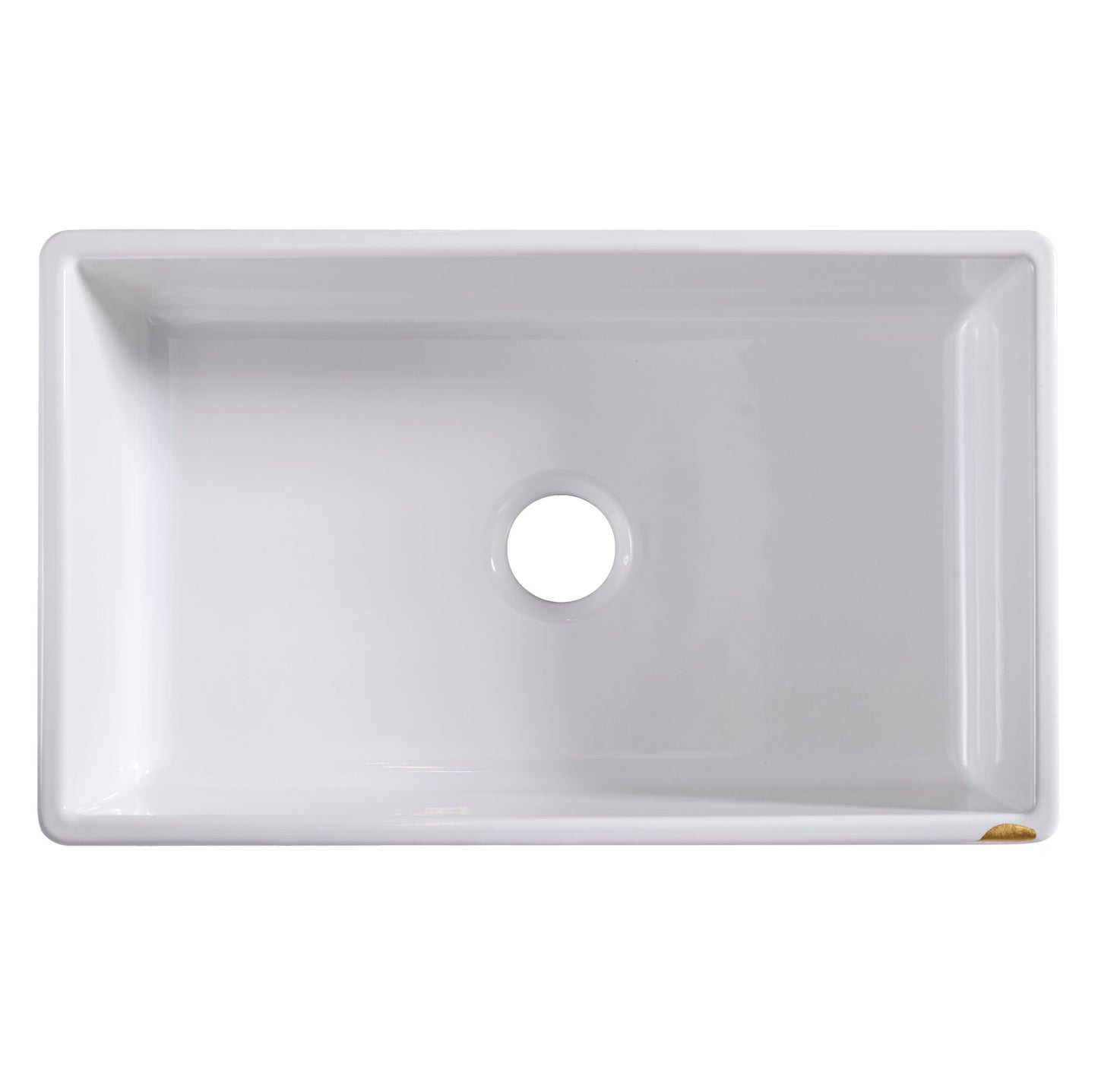 Thompson Kintsugi 30" Matte White Fireclay Farmhouse Sink with Gold Detailing - KSA-KINT-GOLD - view 4