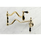 Kingston Brass KS2107PKL Duchess Wall Mount Pot Filler Faucet, Brushed Brass with black porcelain handles