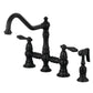 Kingston KS3277ALBS Restoration Bridge Kitchen Faucet with Brass Sprayer, Brushed Brass in matte black finish