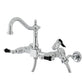Kingston KS1263PKLBS Duchess Two-Handle Wall Mount Bridge Kitchen Faucet with Brass Sprayer, Antique Brass