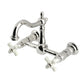 Kingston KS1263PX Heritage Two-Handle Wall Mount Bridge Kitchen Faucet, Antique Brass in polished nickel finish.