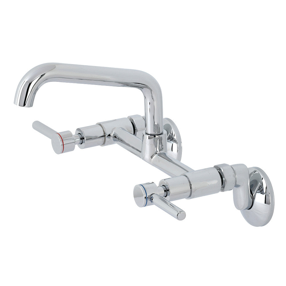 Kingston Brass KS823SB Concord Wall Mount Bridge Kitchen Faucet with sleek chrome finish and modern design.