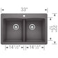 BLANCO Diamond SILGRANIT 33" 50/50 Double Bowl Dual Mount Kitchen Sink