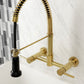 Gourmetier GS8187DL Concord Double-Handle Wall-Mount Pre-Rinse Bridge Kitchen Faucet, Brushed Brass