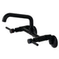 Kingston Brass KS823SB Concord Wall Mount Bridge Kitchen Faucet showing a left side view in matte black finish.