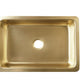 Thompson Quiroga smooth semi-satin brass farmhouse kitchen sink KSA-3322SSB, overhead view