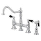 Kingston KS3277PKLBS Duchess Bridge Kitchen Faucet with Brass Sprayer, Brushed Brass in polished chrome finish