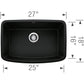 BLANCO Valea SILGRANIT 27" Single Bowl Undermount Kitchen Sink