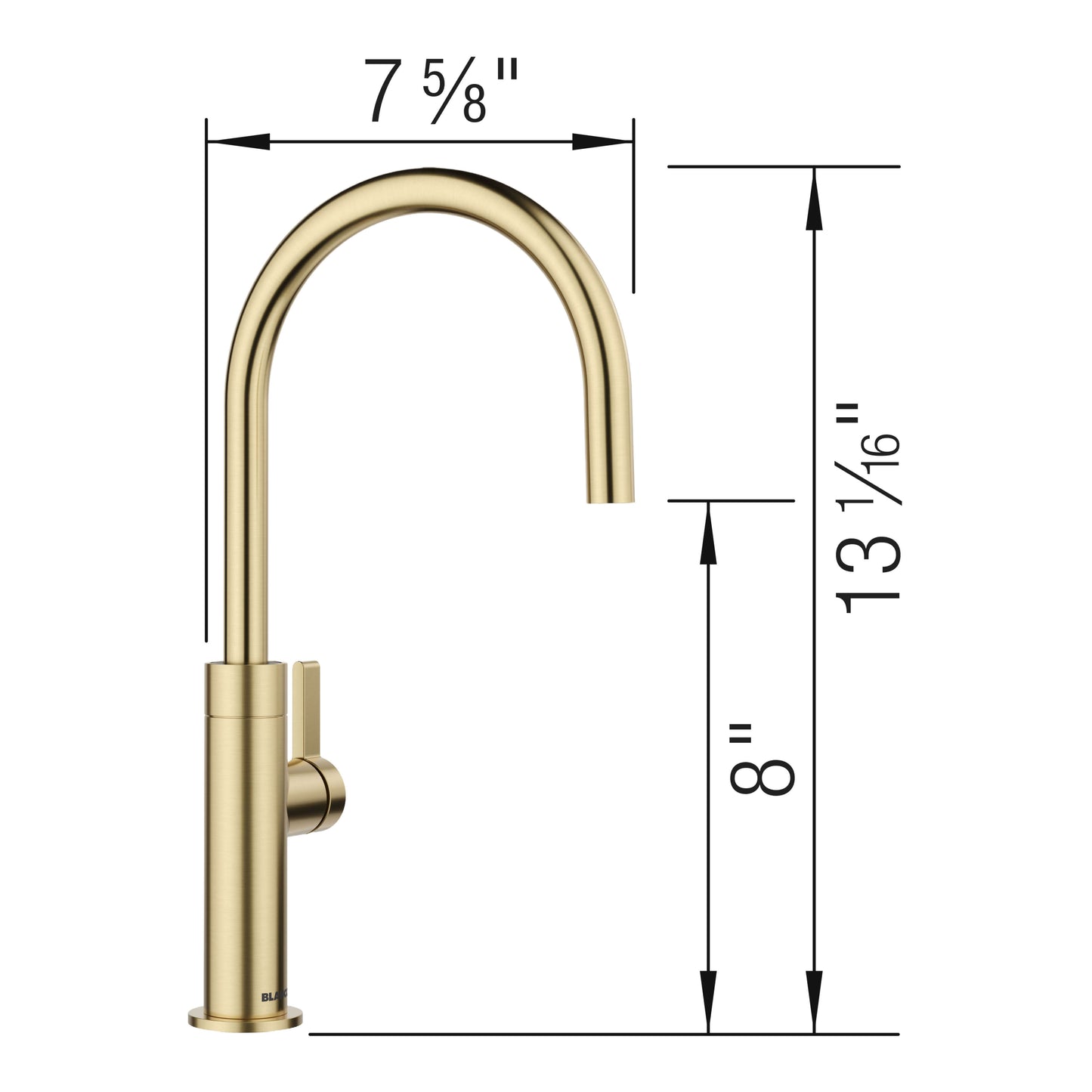 BLANCO Culina II High Arc Beverage Faucet Compatible with Reverse Osmosis Systems dimensions and design