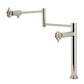 Kingston Brass KS4703CG Fuller Deck Mount Pot Filler Faucet, Antique Brass, showcasing a sleek design with foldable swing arms.