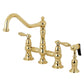 Kingston KS3277ALBS Restoration Bridge Kitchen Faucet with Brass Sprayer, Brushed Brass