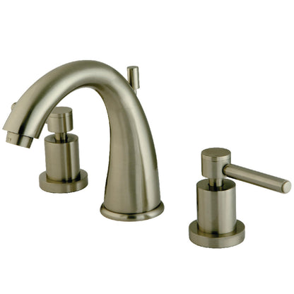 Kingston Brass KS2967DL Concord Widespread Bathroom Faucet in bold cylindrical design with sleek lever handles.