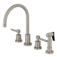 Kingston Brass KS8723DLBS Concord Double-Handle Widespread Kitchen Faucet with Brass Sprayer, Antique Brass