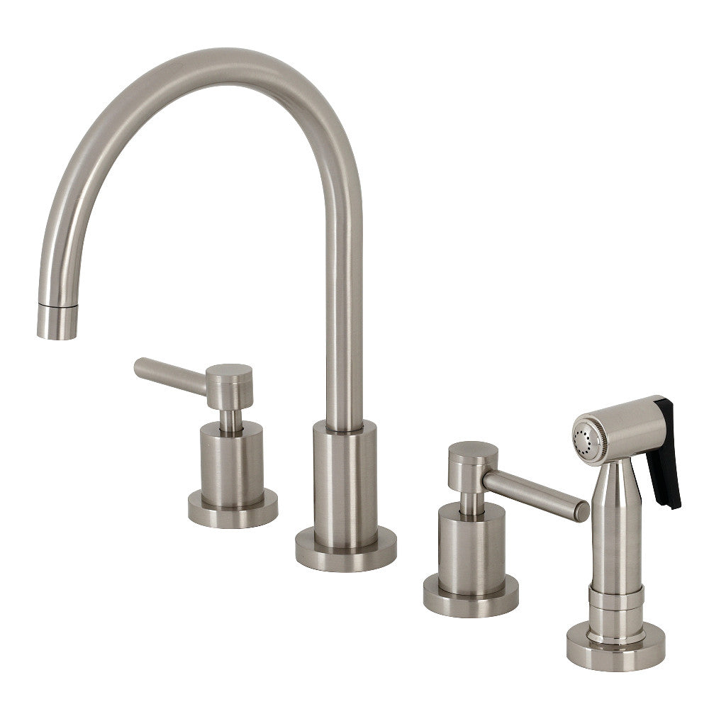 Kingston Brass KS8723DLBS Concord Double-Handle Widespread Kitchen Faucet with Brass Sprayer, Antique Brass