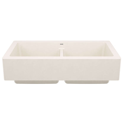 BLANCO VINTERA 33" SILGRANIT Double Bowl Farmhouse Sink in Soft White, featuring a contemporary design and double basin.