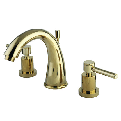 Kingston Brass KS2967DL Concord Widespread Bathroom Faucet in bold cylindrical design with elegant lever handles.