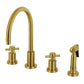 Kingston Brass KS8723DXBS Concord Double-Handle Widespread Kitchen Faucet with Brass Sprayer, Antique Brass