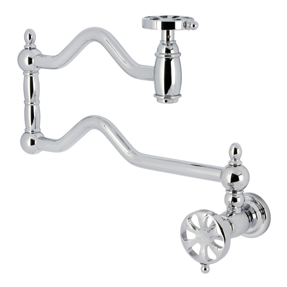 Kingston Brass KS2107RX Belknap Wall Mount Pot Filler Faucet, Brushed Brass, elegant design with foldable swing arms