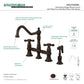 Kingston KS3277AXBS Restoration Bridge Kitchen Faucet with Brass Sprayer, Brushed Brass close-up