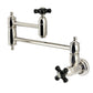 Kingston Brass KS3103PKX Duchess Wall Mount Pot Filler Faucet, Antique Brass with black porcelain handles