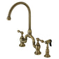 Kingston KS7793ALBS English Country Bridge Kitchen Faucet with Brass Sprayer, Antique Brass design and detailing