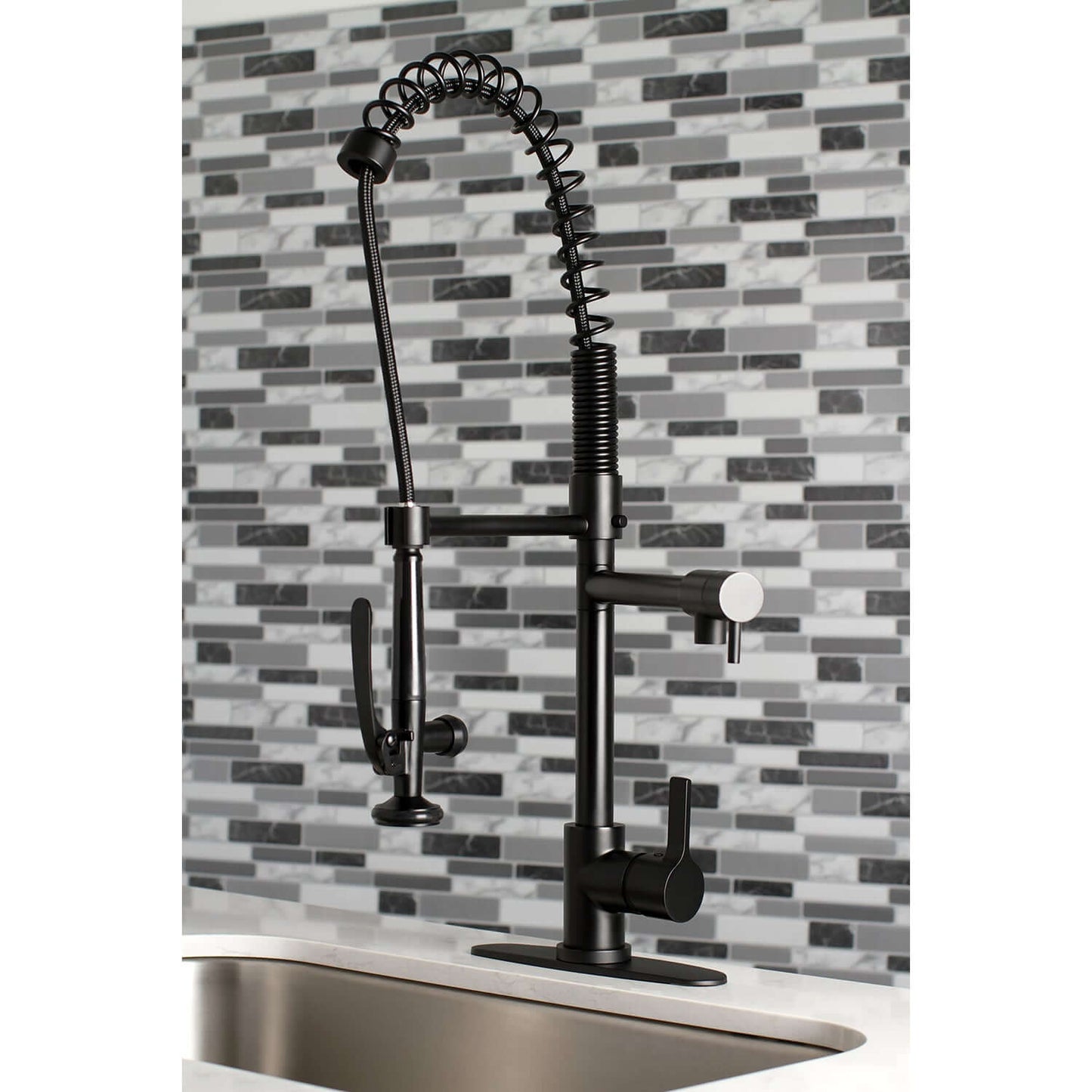 Gourmetier LS8503CTL Continental Single-Handle Deck-Mount Pre-Rinse Kitchen Faucet with Pot Filler, Brushed Brass