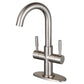 Kingston Brass LS8553DL Concord Double-Handle Bar Faucet, Brushed Brass featuring a high spout and durable design.