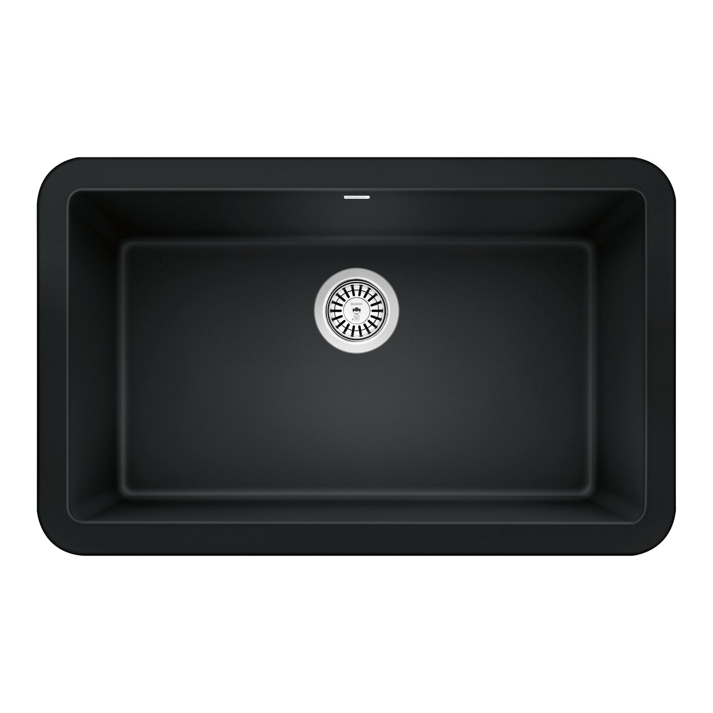 BLANCO Ikon SILGRANIT 30" Single Bowl Apron-Front Farmhouse Sink in black with a modern interior design.