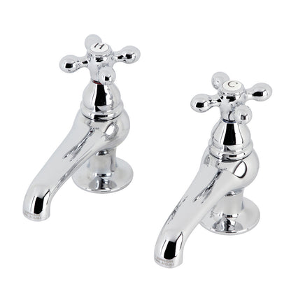 Kingston Brass CC7L8 Vintage Basin Tap Faucet with Metal Cross Handle, showcasing hot and cold water taps in polished chrome finish.