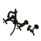 Kingston KS2443AXBS Heritage Two-Handle Wall Mount Bridge Kitchen Faucet with Brass Sprayer, Antique Brass.