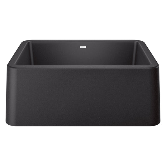 BLANCO Ikon SILGRANIT 27" Single Bowl Apron-Front Farmhouse Sink in sleek black finish