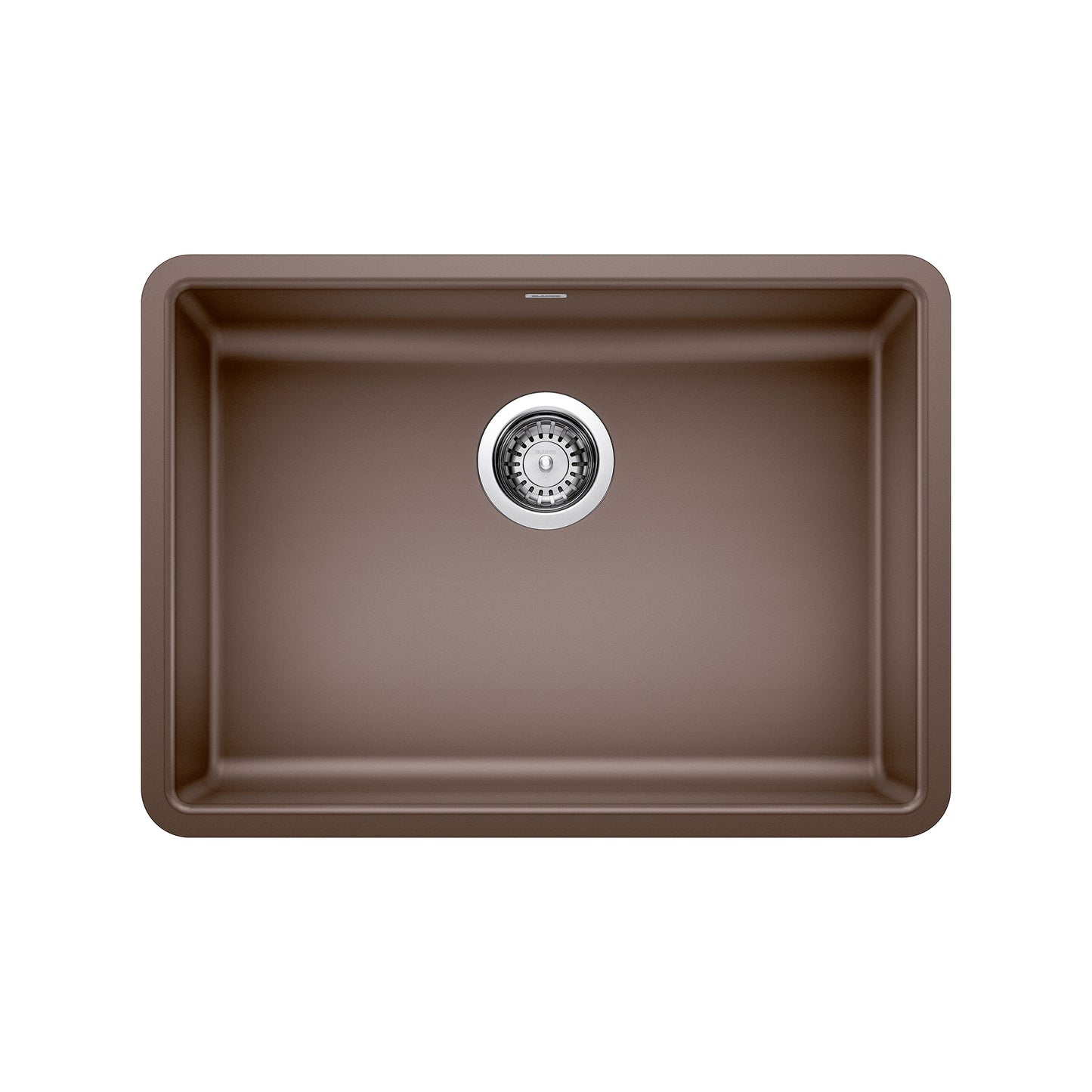 BLANCO Precis SILGRANIT 25" ADA Single Bowl Undermount Kitchen Sink top view in brown finish