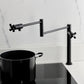 Kingston Brass KS4703PKX Duchess Deck Mount Pot Filler Faucet, Antique Brass with black porcelain handles